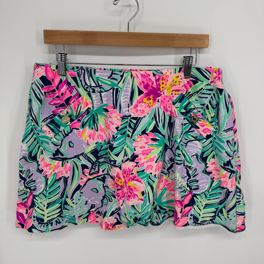 Lilly Pulitzer Skort Women L Slathouse Soiree Floral Tropical Resort Golf Tennis